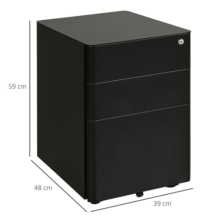 Lockable Cabinet, Rolling Filing Cabinet with 3 Drawers, Steel Office Drawer Unit for A4, Letter, Legal Sized Files