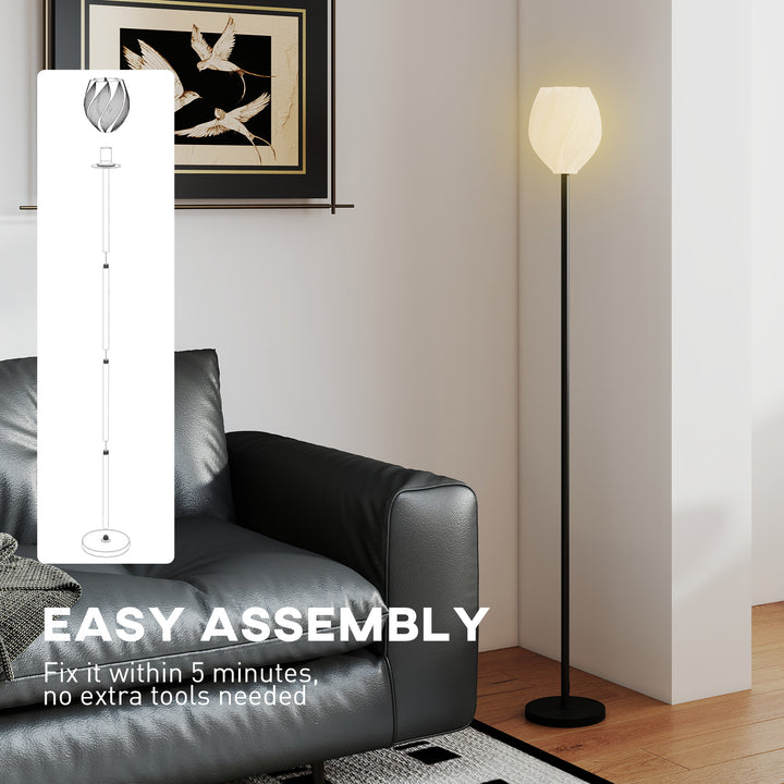 Flower Floor Lamp for Living Room, 3D Printed Modern Standing Lamp with Rose Shade & Foot Switch, Minimalist Tall Pole Lampshade for Bedroom, Office, E27 Holder without Bulb (25W Max), White