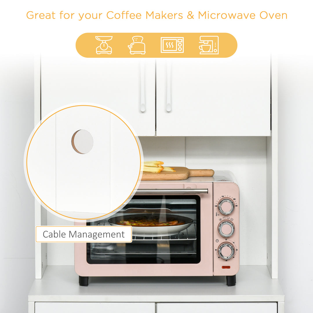 MCL Modern Kitchen Cupboard with Storage Cabinets, 3 Drawers and Open Countertop for Living Room, White