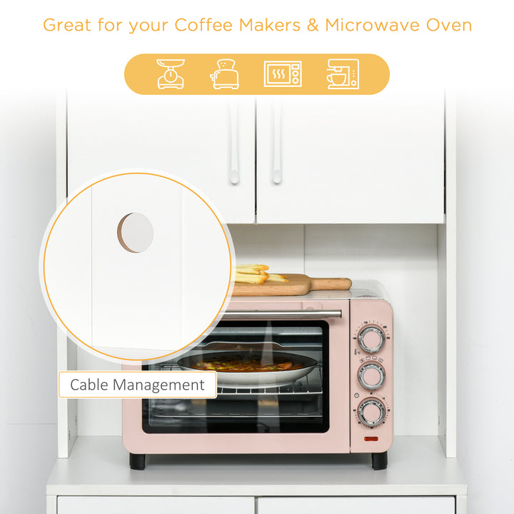 MCL Modern Kitchen Cupboard with Storage Cabinets, 3 Drawers and Open Countertop for Living Room, White