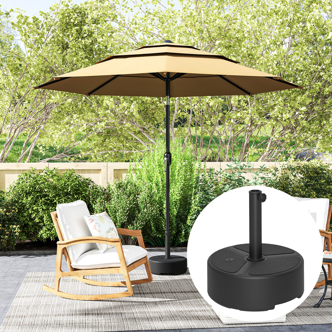 Round Garden Parasol Base, Garden Umbrella Stand Heavy Duty Parasol Base, Filled Up to 20kg with Stand or 18kg with Water for 38, 48 mm Poles, Black
