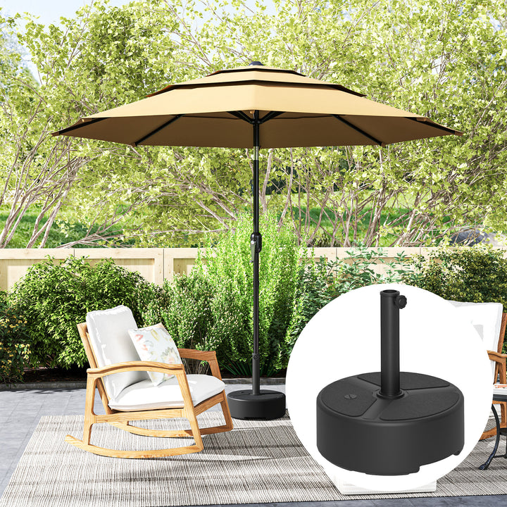 Round Garden Parasol Base, Garden Umbrella Stand Heavy Duty Parasol Base, Filled Up to 20kg with Stand or 18kg with Water for 38, 48 mm Poles, Black