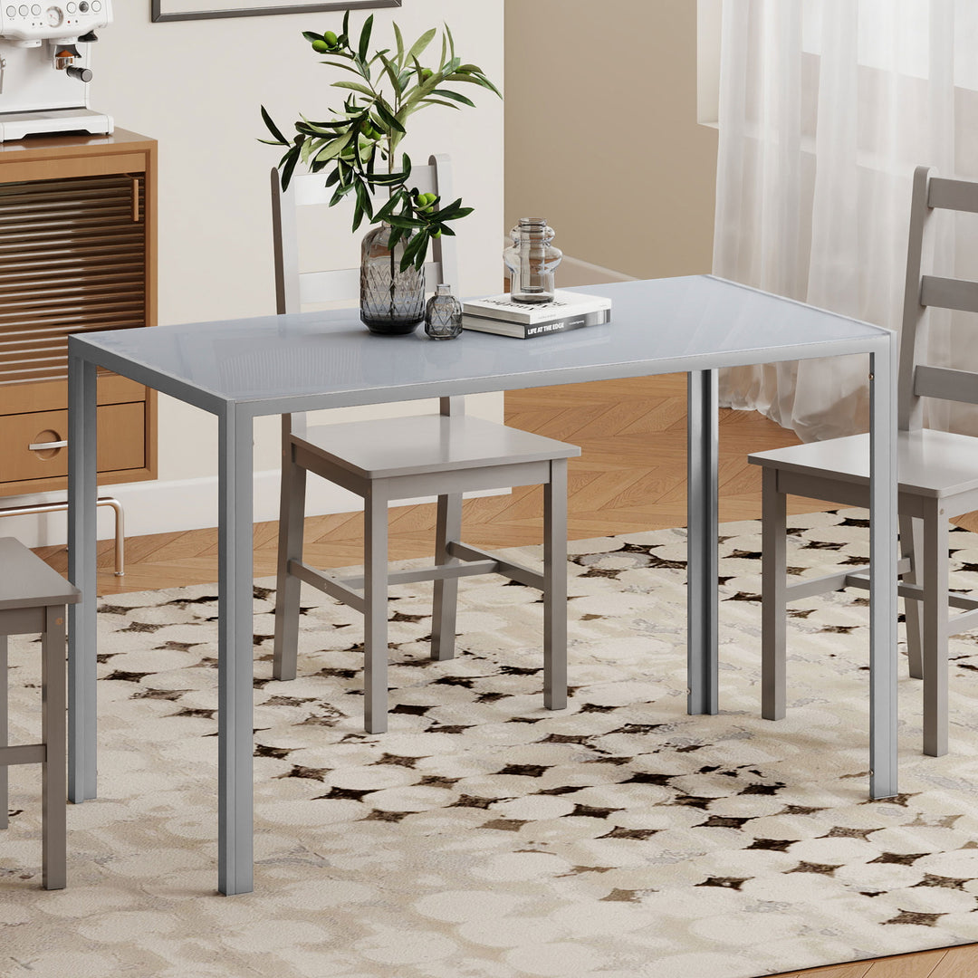 120cm Dining Table, Rectangle 4 Seater Kitchen Table with Tempered Gla