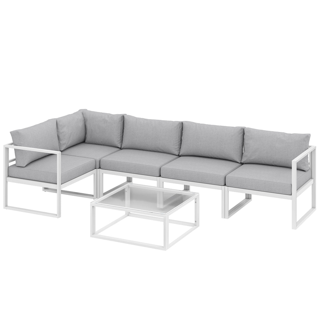 5 Seater Aluminium Garden Furniture Set, Garden Sofa Set with Thick Cu