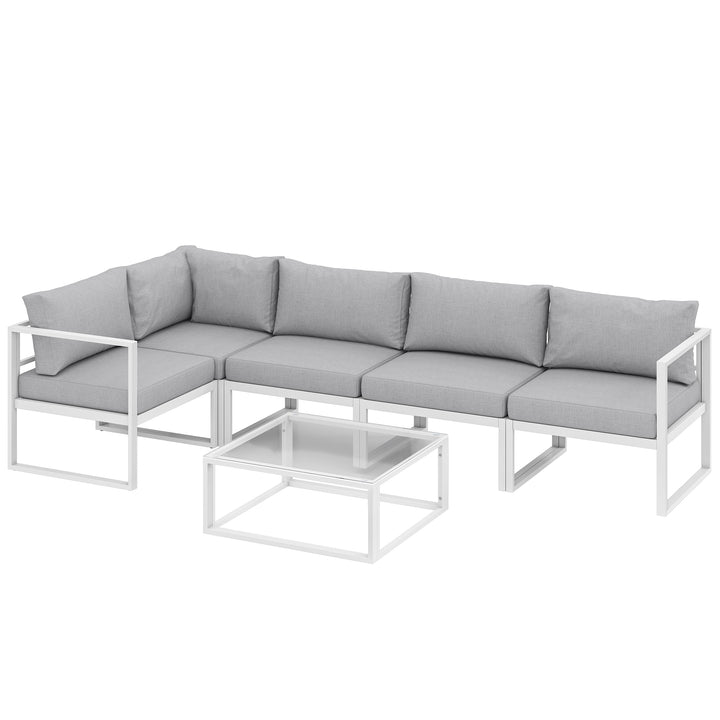 5 Seater Aluminium Garden Furniture Set, Garden Sofa Set with Thick Cu