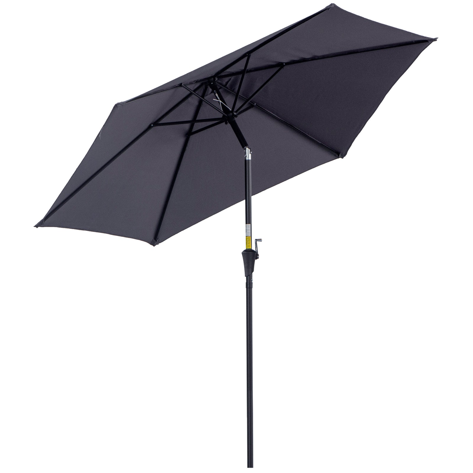 2.6M Garden Parasol Umbrella with Tilt and Crank, Outdoor Sun Parasol Sunshade Shelter with Aluminium Frame, Grey