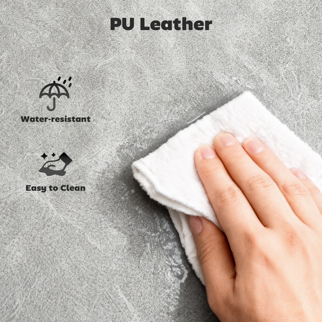 MCL Bar Stools Set of 2, PU Leather Barstools with Back, Footrest and Wood Legs for Kitchen, Counter, Breakfast Bar, Grey