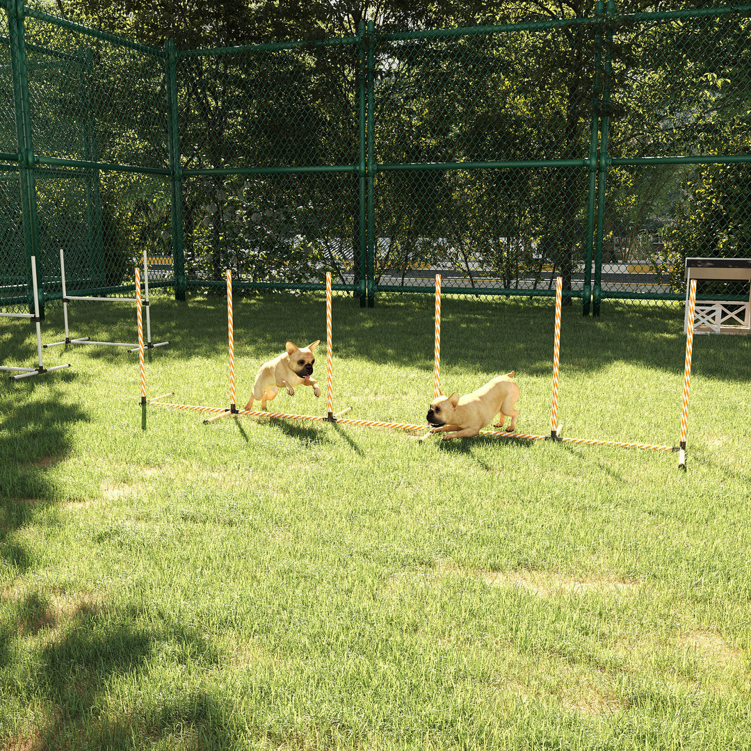 Dog Agility Equipment Pet Outdoor Training Play Run Obstacle w/ 6 Weaves Poles Whistle Carrying Bag
