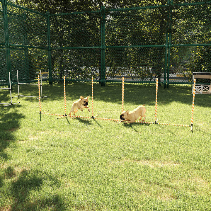 Dog Agility Equipment Pet Outdoor Training Play Run Obstacle w/ 6 Weaves Poles Whistle Carrying Bag