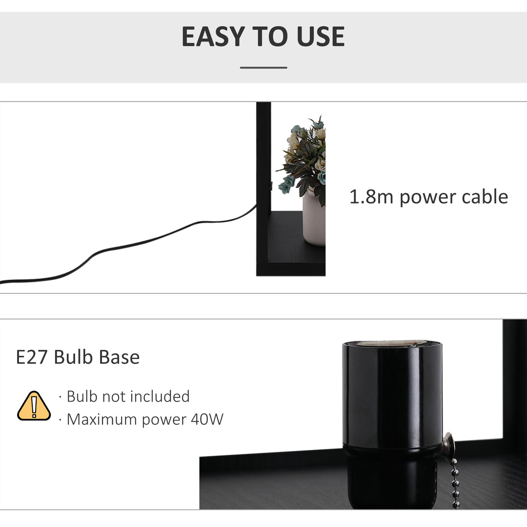 MCL Shelf Floor Lamp Standing Lamp W/4-tier Wooden Open Shelves,26L x 26W x 160Hcm-Black/White
