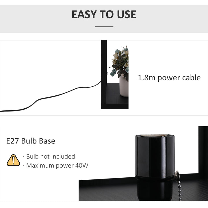 MCL Shelf Floor Lamp Standing Lamp W/4-tier Wooden Open Shelves,26L x 26W x 160Hcm-Black/White