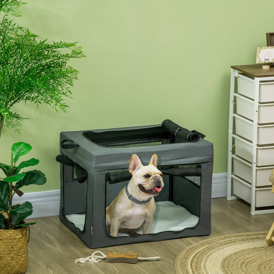 69cm Pet Carrier, with Cushion, for Miniature and Small Dogs - Grey