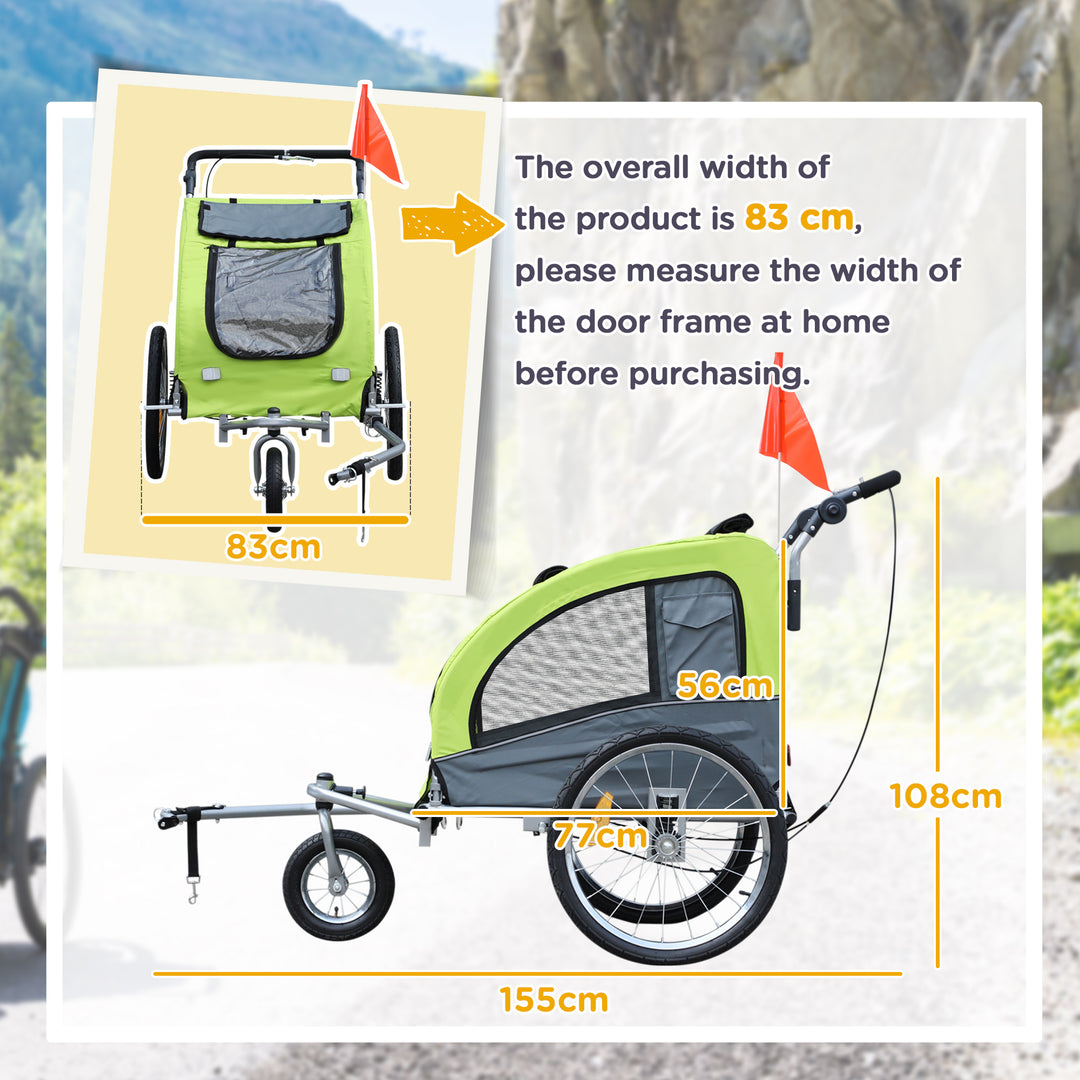 MCL Dog Bike Trailer Pet Stroller Cart Carrier for Bicycle 360° Rotatable with Reflectors 3 Wheels Hitch Coupler Push/ Pull/ Brake Water Resistant Green