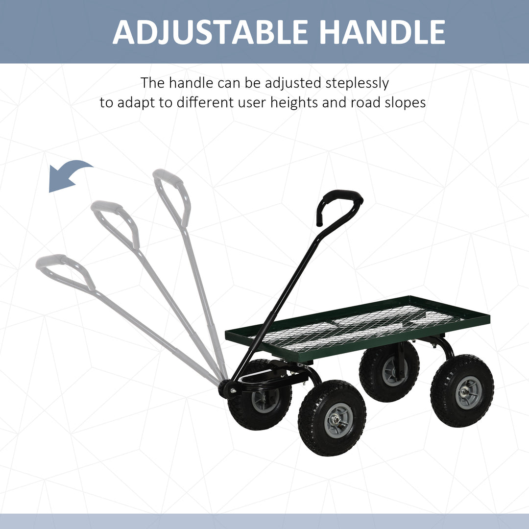 Garden Trolley Cart, Heavy Duty Garden Cart with Metal Frame, 10" Pneumatic Wheels, Rotating Handle, 150kg Capacity, for Garden, Farm
