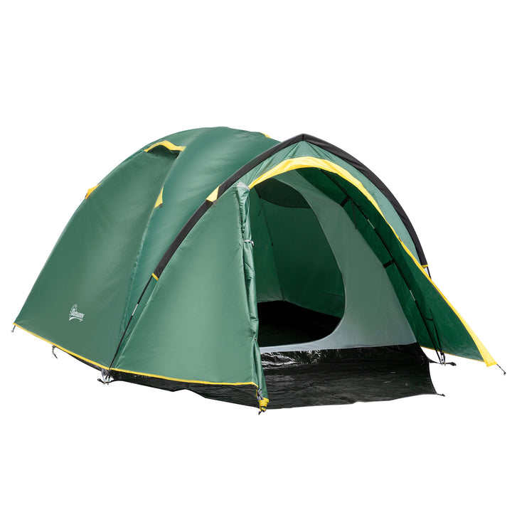 Outsunny Dome Camping Tent for 2, Waterproof with Large Windows, Adventure Ready, Green & Yellow | Aosom UK