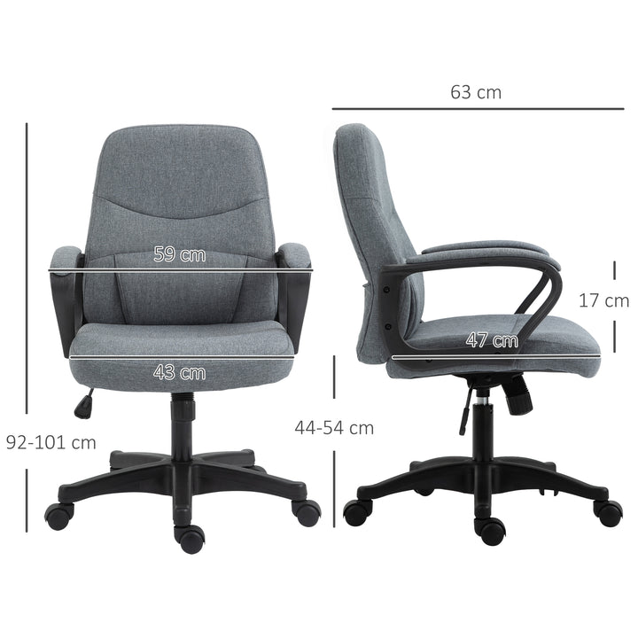 Office Chair, Fabric Desk Chair Mid Back Work Study Chair with Massage Lumbar Support, Adjustable Height and Swivel Wheels, Grey