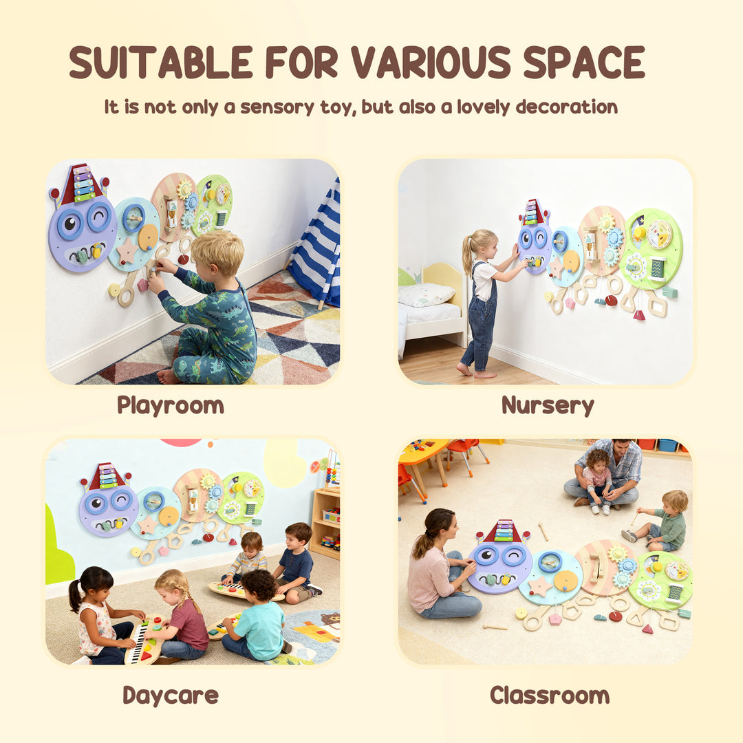 MCL Caterpillar Busy Board with 7 Activities, for Nursery, Playroom, Home, for 3+ Years
