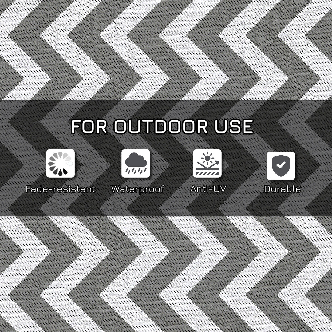 121 x 182 cm(4x6ft) Outdoor Rug Reversible Mat Plastic Straw Rug Portable RV Camping Mat for Garden Deck Picnic Indoor, Light Grey & White