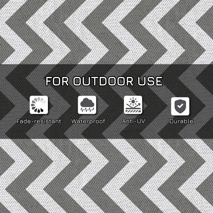 121 x 182 cm(4x6ft) Outdoor Rug Reversible Mat Plastic Straw Rug Portable RV Camping Mat for Garden Deck Picnic Indoor, Light Grey & White