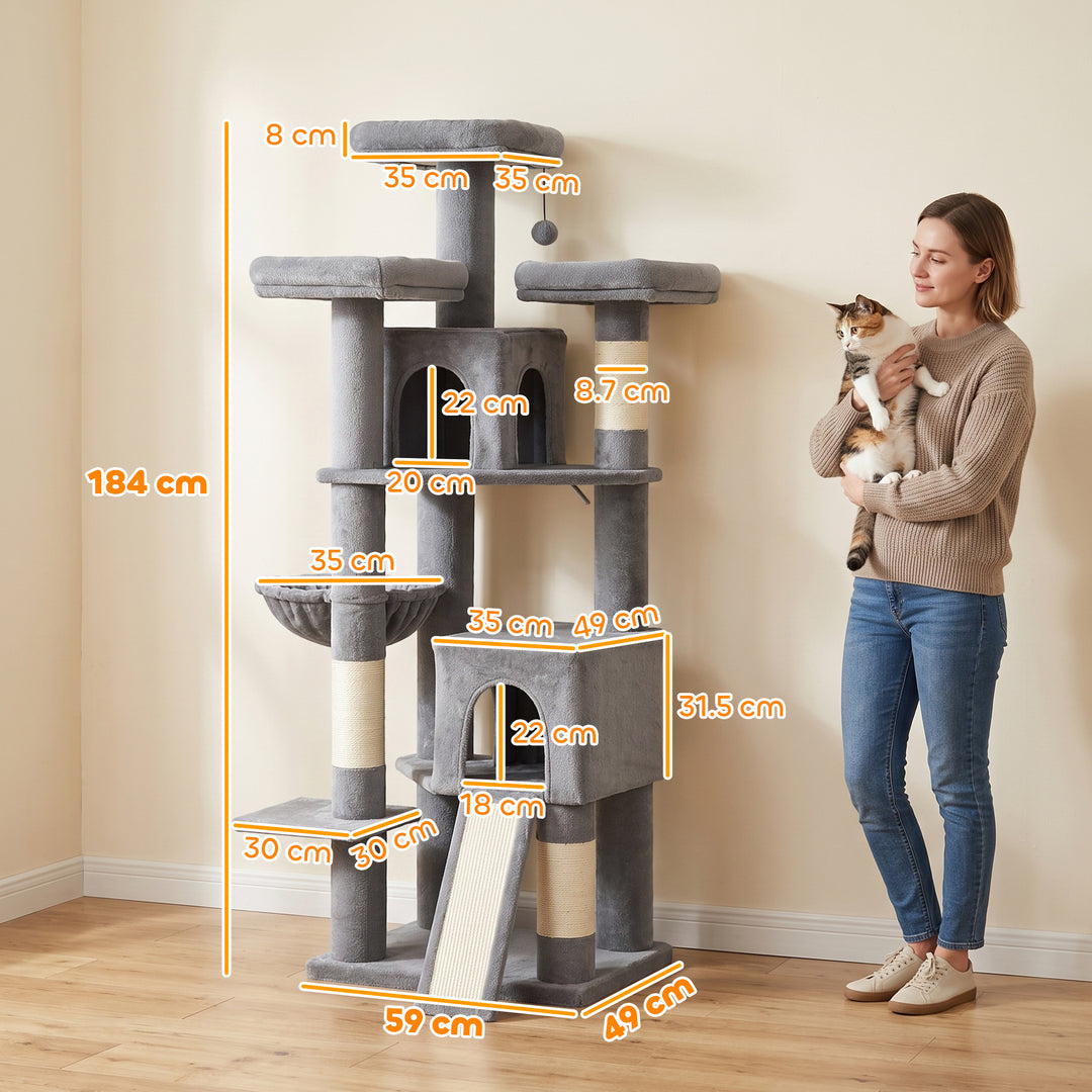 184cm Large Cat Tree for Indoor Cats, Multi-Level Tall Kitty Tower - view 3