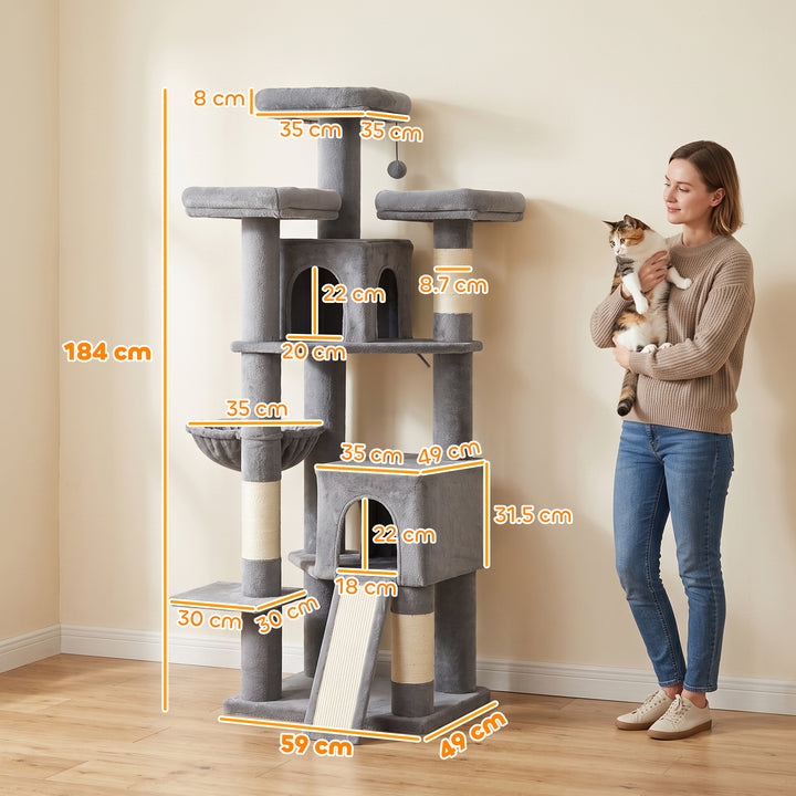 184cm Large Cat Tree for Indoor Cats, Multi-Level Tall Kitty Tower - view 3