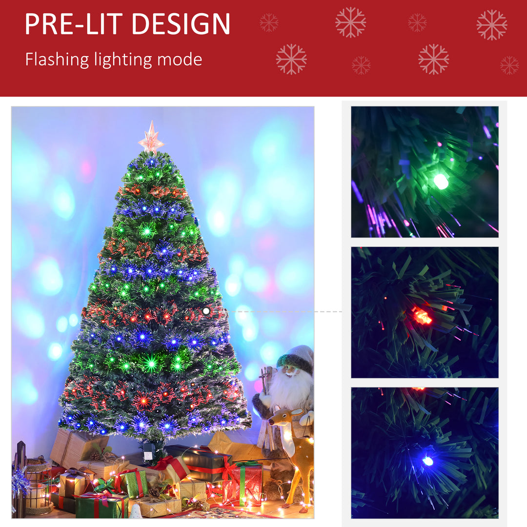 HOMCOM 5ft 150cm Green Fibre Optic Artificial Christmas Tree-Multi | Aosom UK