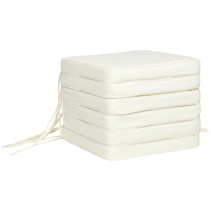 Outsunny Garden Chair Cushions: Set of 6 Plush Seat Pads for Alfresco Comfort, 42Lx42Wx5T cm, Cream White | Aosom UK