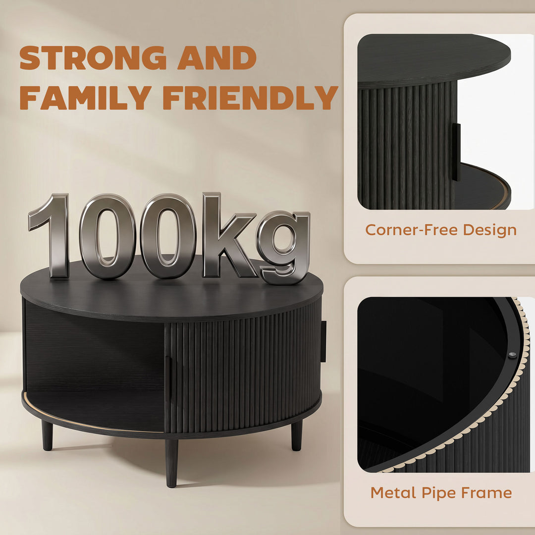 Coffee Table with Lift Top and Hidden Storage, Round Centre Table with