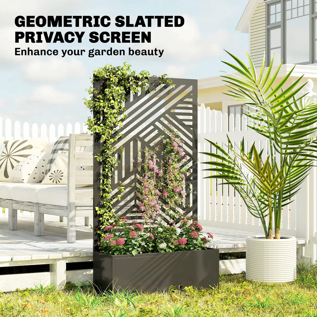 Metal Garden Bed for Garden with Trellis, Raised Garden Bed with Priva