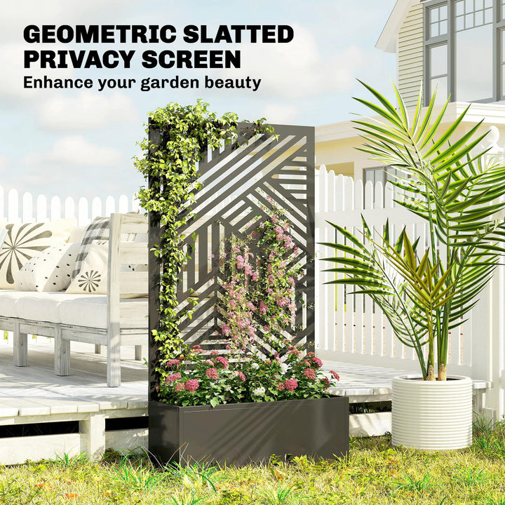 Metal Garden Bed for Garden with Trellis, Raised Garden Bed with Priva