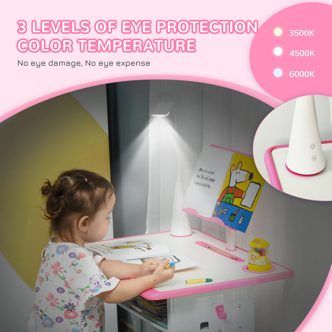 Kids Desk and Chair Set Adjustable Height Study Table Set with Drawer,