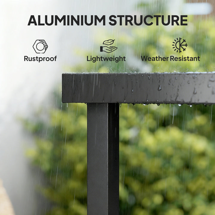 78 cm Garden Dining Table for 4 People, Square Outdoor Coffee End Side Table with Aluminium Legs, Natural Wood Finish