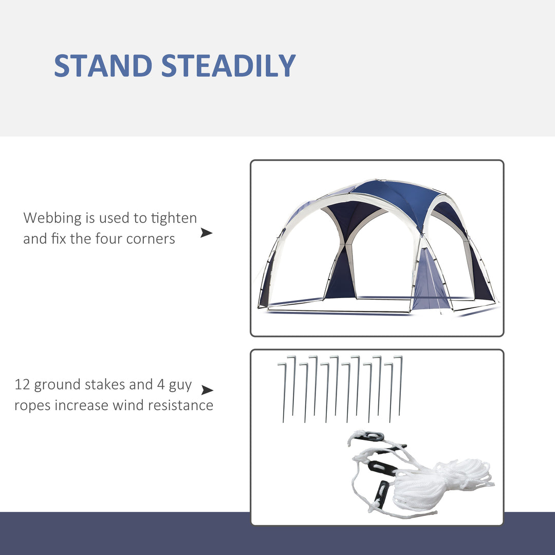 3.5 x 3.5M Camping Gazebo, Outdoor Event Shelter Dome Tent Garden Sun Shelter Patio Spire Arc Pavilion Camp Sun Shade Tent for 6-8 Person, Blue and Grey