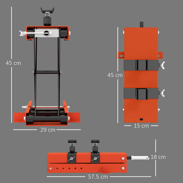 500 kg Motorcycle Scissor Lift Jack, Heavy Duty Steel Adjustable Motorbike Lifting Hoist Stand with Safety Pin, Foldable Lifter for Dirt Bike Repair Maintenance, 45x15 cm Large Platform, Orange
