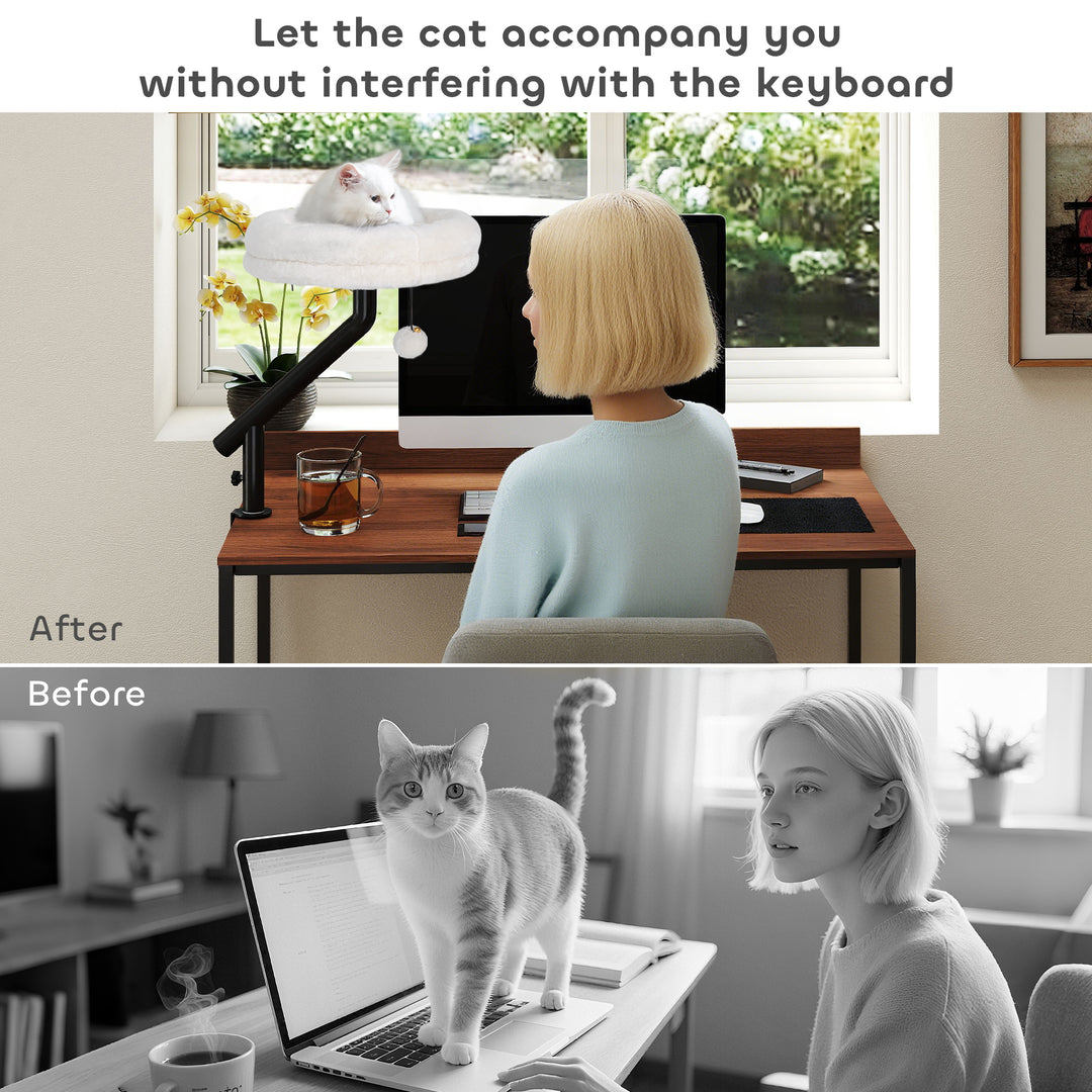Cat Desk Bed, Cat Hammock 360° Rotatable Adjustable for Window, Table,