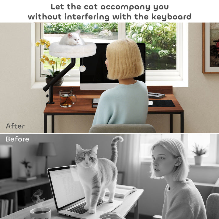 Cat Desk Bed, Cat Hammock 360° Rotatable Adjustable for Window, Table,