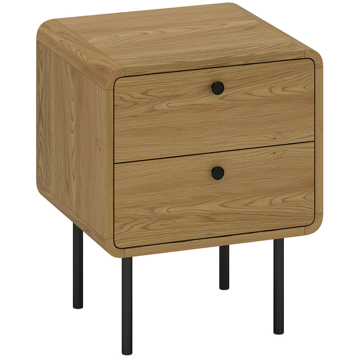 MCL Bedside Table with 2 Drawers and Steel Legs - Oak