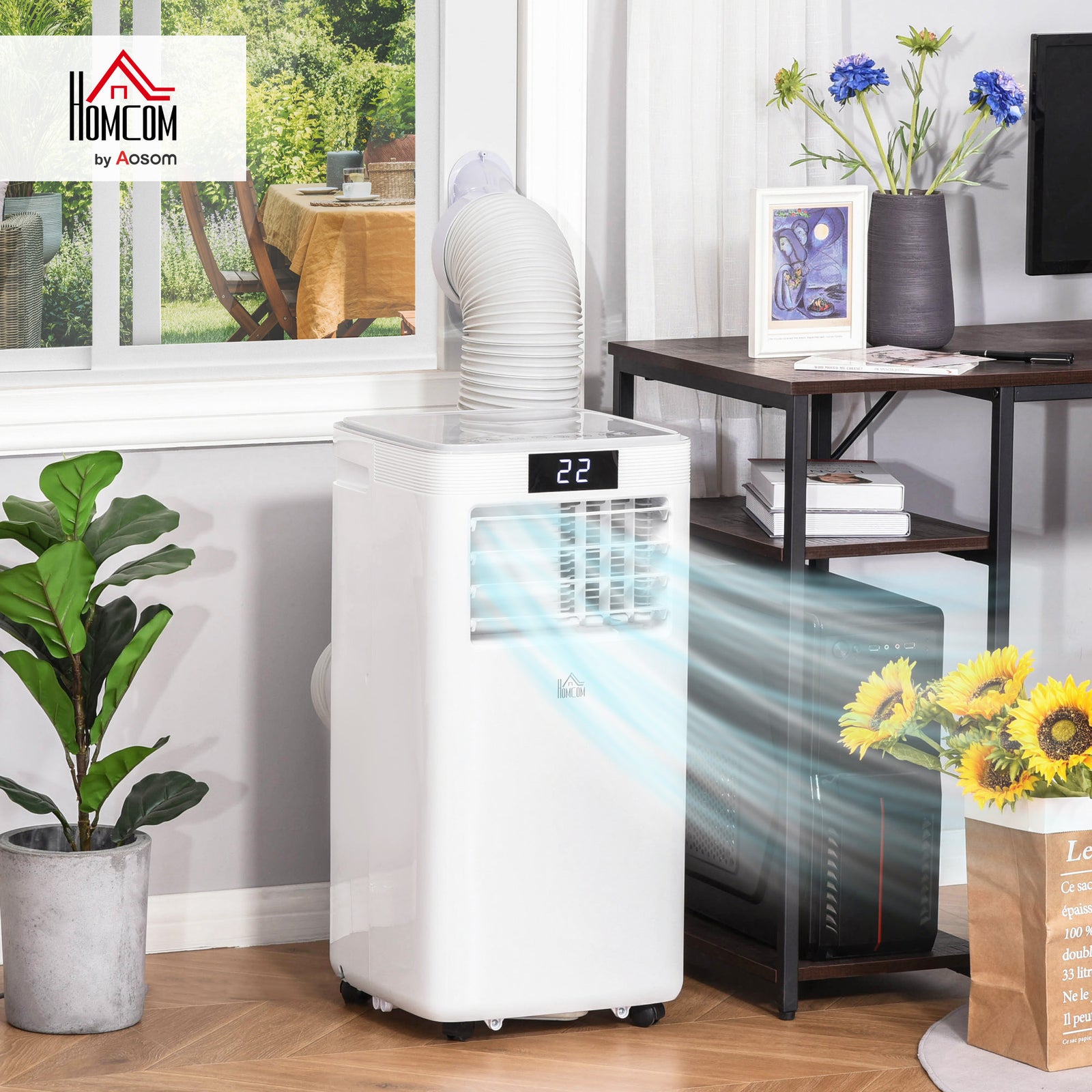 8000 BTU Air Conditioning Unit, 3-in-1 Portable Air Conditioner, Dehumidifier, Cooling Fan with Remote Control, Digital Display, 2 Speeds, 24H Timer, Window Venting Kit, 18m²