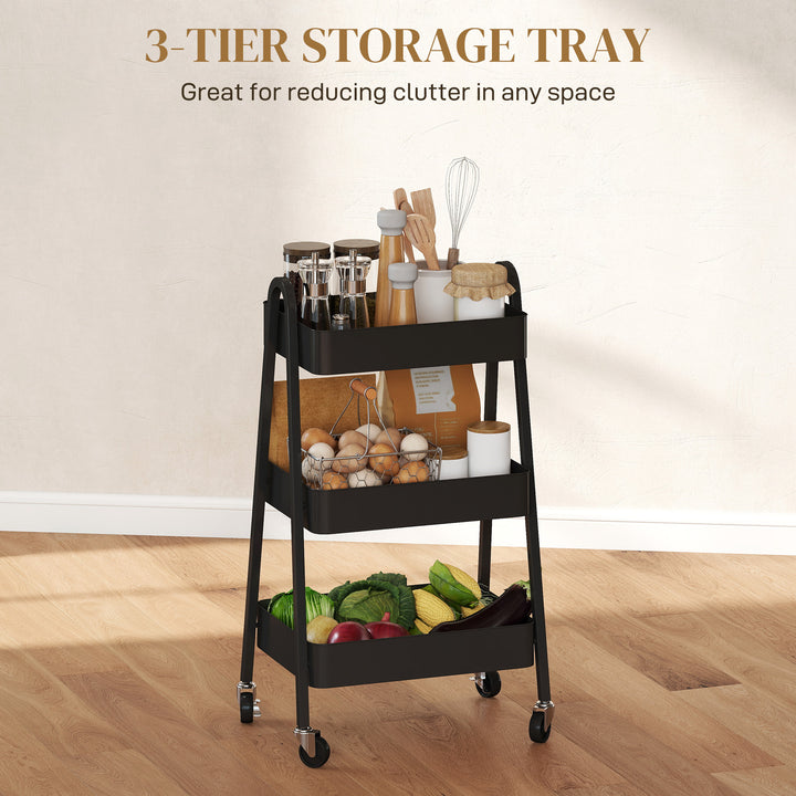 Three-Tier Storage Trolley - Black