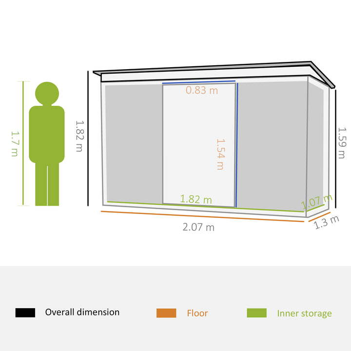 Outsunny 6.8 x 4.3ft Outdoor Garden Storage Shed, Tool Storage Box for Backyard, Patio and Lawn, Light Green