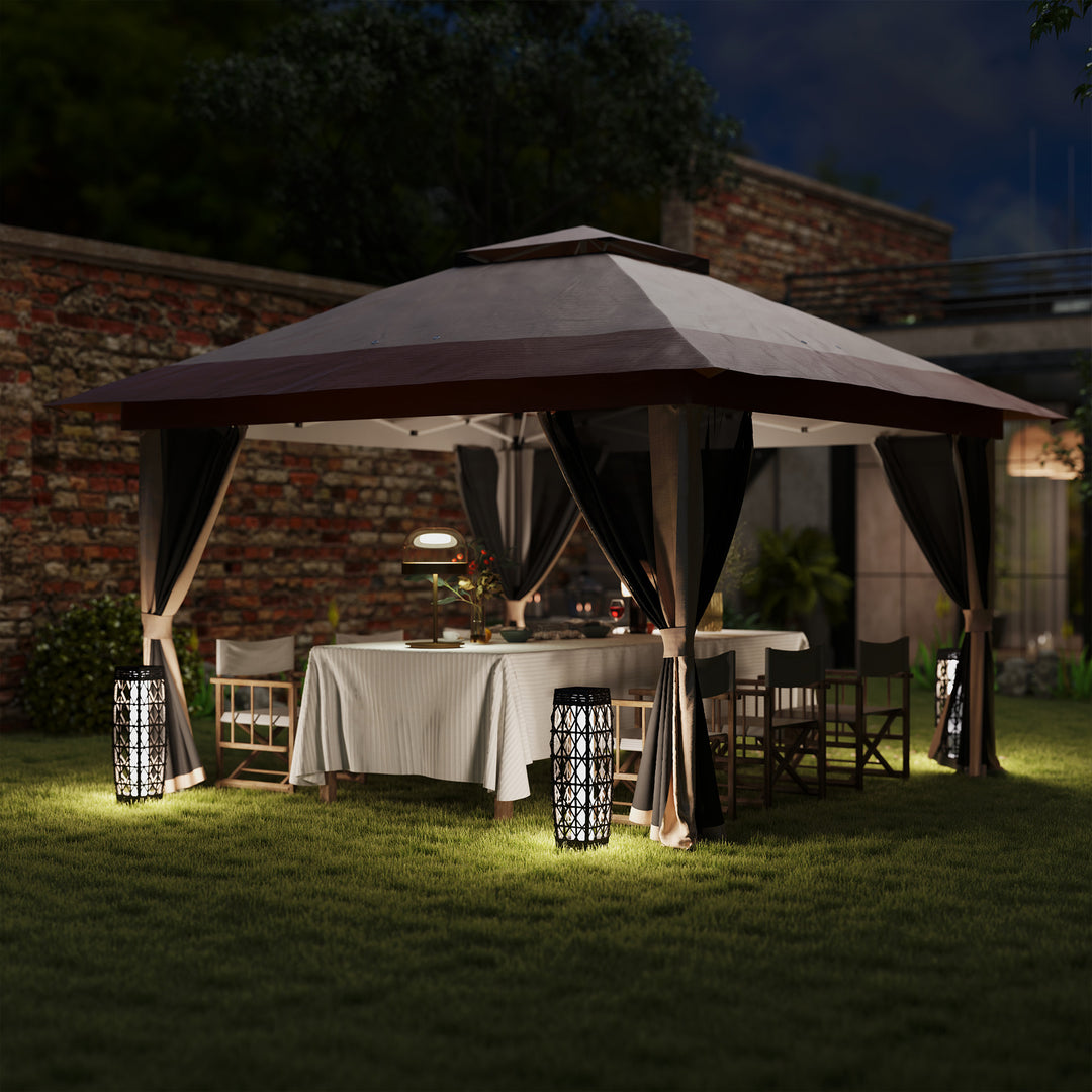 3.6 x 3.6m Pop-Up Gazebo, with Accessories - Beige