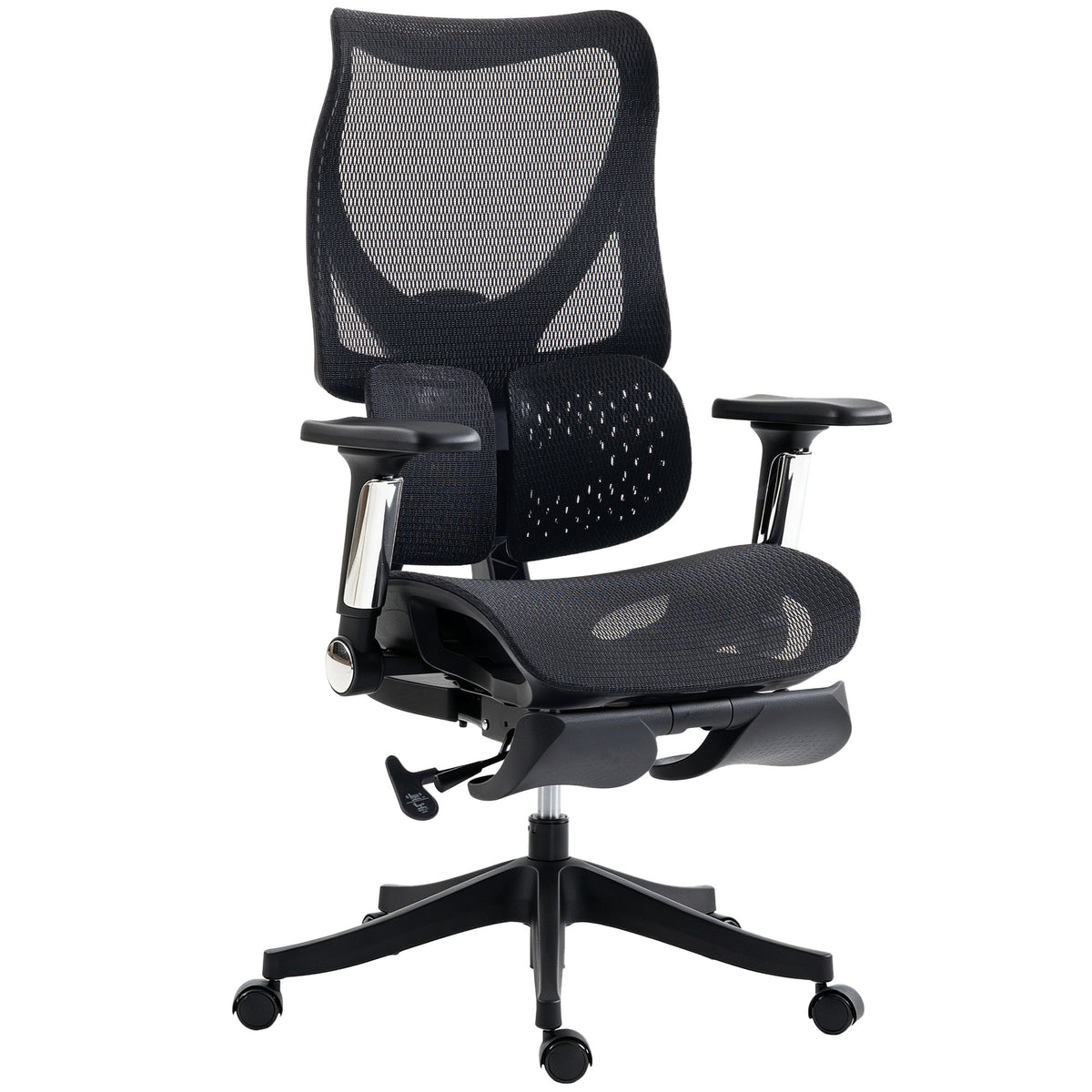Ergonomic Office Chair with Lumbar Support, Mesh Reclining Desk Chair - Black