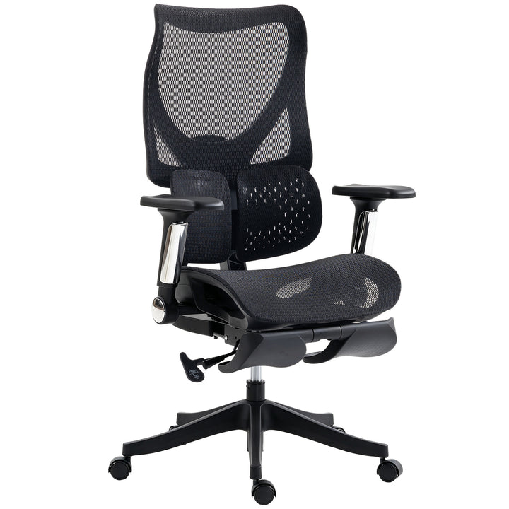 Ergonomic Office Chair with Lumbar Support, Mesh Reclining Desk Chair - Black