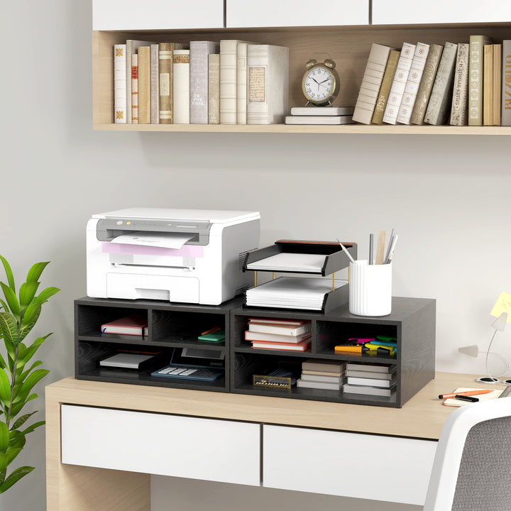 Three-Compartment Printer Storage Cabinet - Black