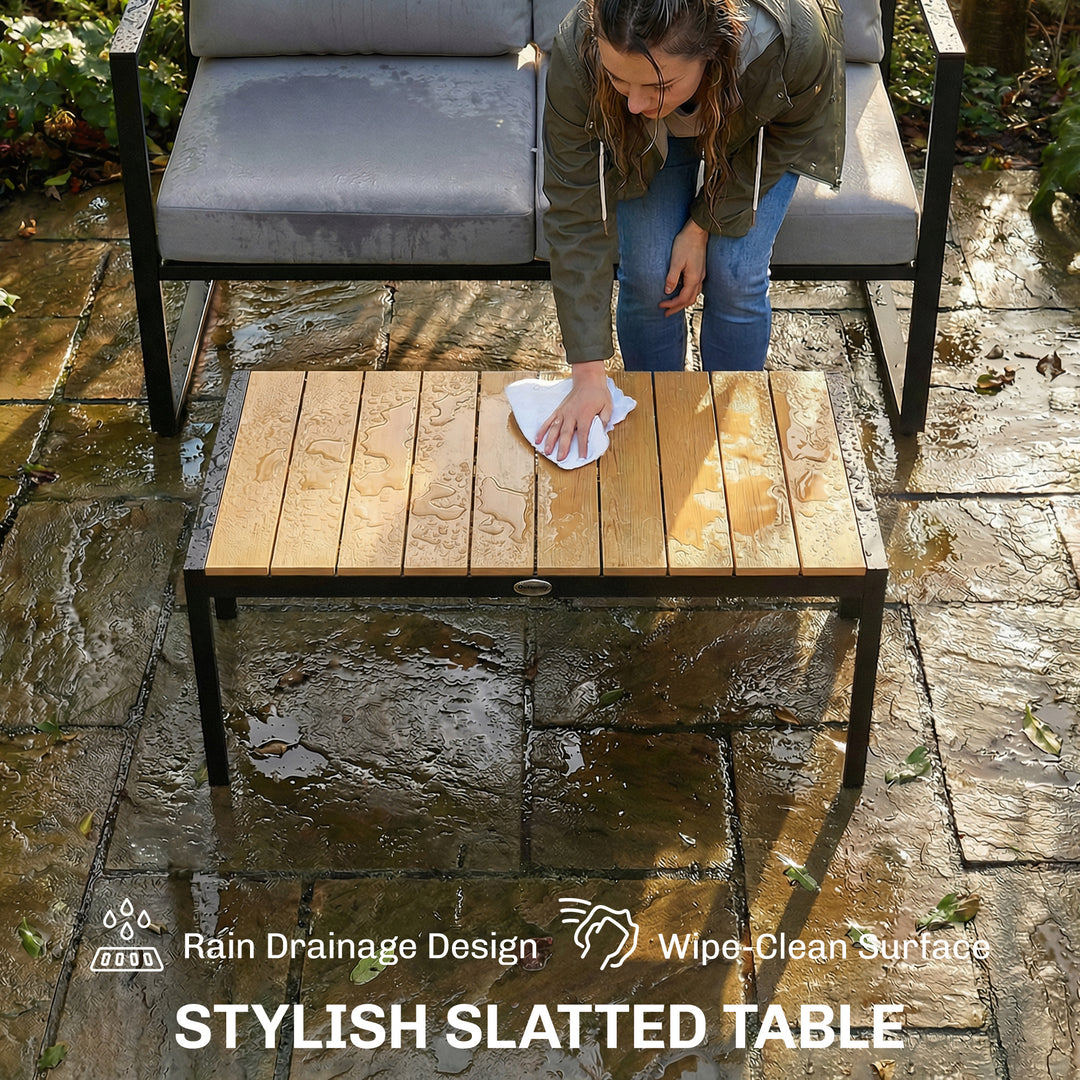 Outdoor Garden Furniture Set, 4 Piece Patio Furniture with Slatted Tab