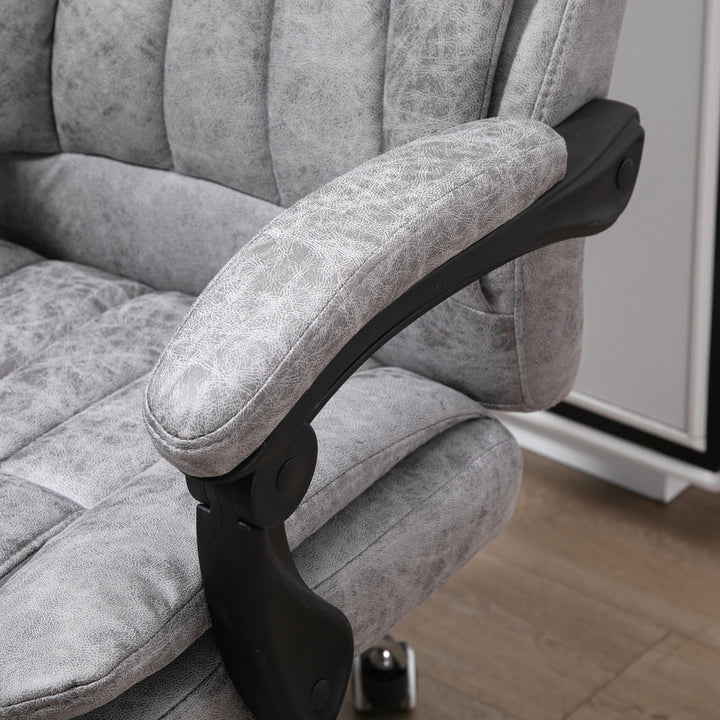 6 Point Vibrating Massage Office Chair with Heat, Breathable Faux Leather Office Chair with High Back, Height Adjustable Grey