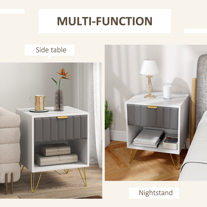 Bedside Table Modern Bedside Cabinet with Drawer and Open Compartment, 45 x 40 x 55