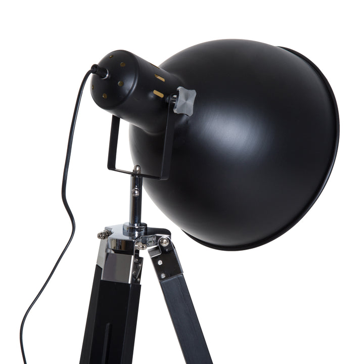 Tripod Floor Lamp, Spotlight Reading Lamp w/ Adjustable Height, Angle, Wood Legs for Living Room, Bedroom, Home, Office, Black and Gold
