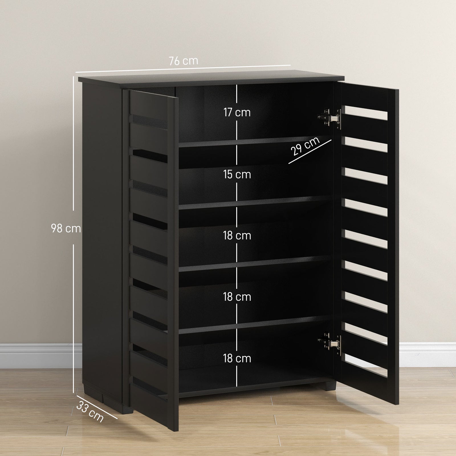 Narrow Shoe Cabinet for Entryway, 5-Tier Slim Shoe Storage Cabinet wit