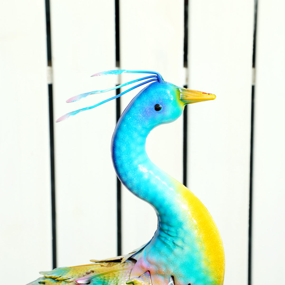 Peacock Garden Statue, Standing Garden Ornament, Metal Garden Gift with Stakes for Patio Pond Landscape Decoration, Multi-Colour